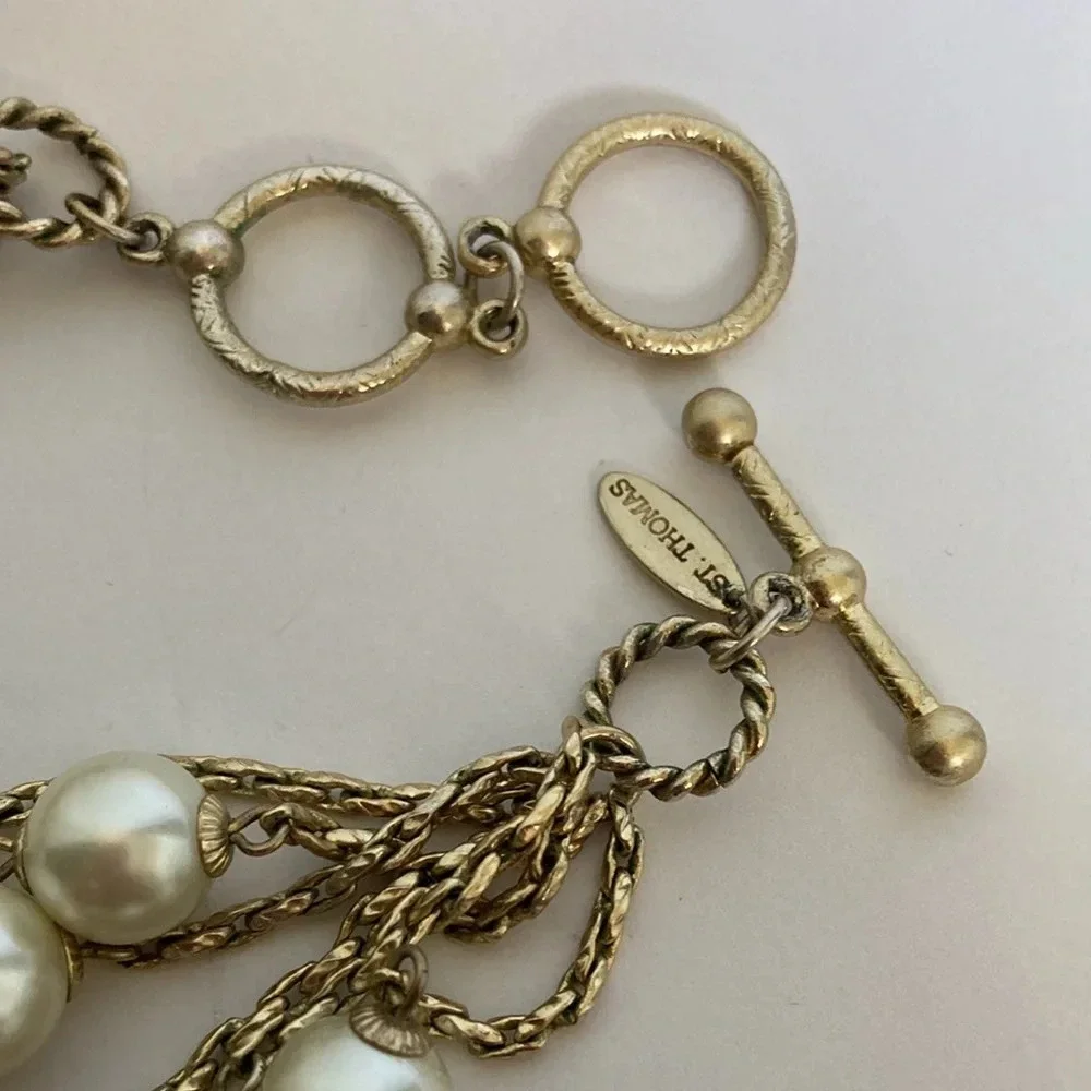 Vintage  St Thomas Multi Strand Faux Pearl Necklace